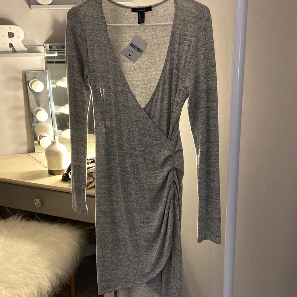 Gray sweater dress